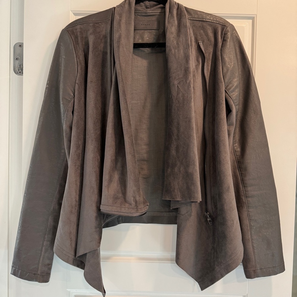 Blank NYC Asymmetrical Edgy Moto Jacket Womens Medium‎ Drape Collar Faux Leather